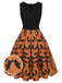 Black & Orange 1950s Halloween Bat Sleeveless Dress, vintage dress, retro fashion, rockabilly, pin-up fashion - perfect for women who love vintage and retro fashion