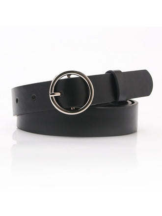 Black PU Leather Round Button Belt - vintage fashion, retro style, classic black