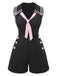 Black & Pink 1950s Solid Tie Lapel Romper: timeless 1950s elegance she makes her own