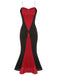 Black & Red 1930s Halloween Fishtail Strap Dress, vintage dress, retro fashion - perfect for women who love vintage and retro fashion