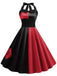 Black & Red 1950s Halloween Patchwork Halter Dress: timeless style reimagined