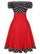 Black & Red 1950s Polka Dots Off Shoulder Dress, vintage dress, retro fashion, rockabilly, pin-up fashion - perfect for women who love vintage and retro fashion