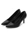 She finds her vintage story in this Black Solid Leather Stiletto Heel Shoes