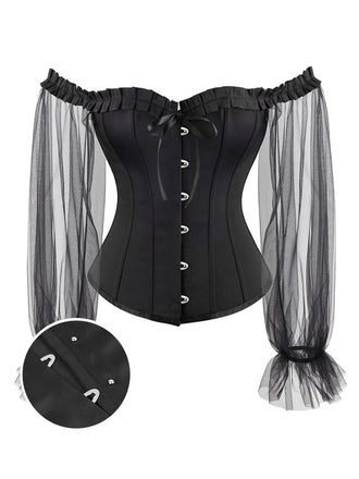 Black Steampunk Ruffle Off-Shoulder Corset: timeless style reimagined