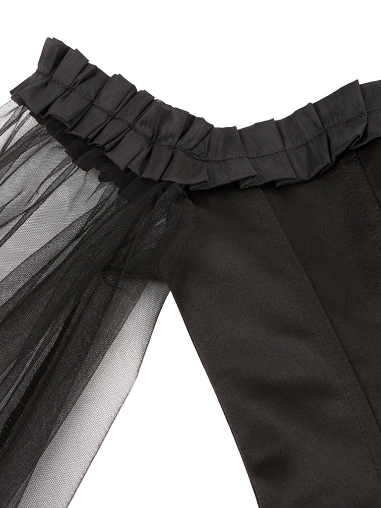 Black Steampunk Ruffle Off-Shoulder Corset: timeless style reimagined