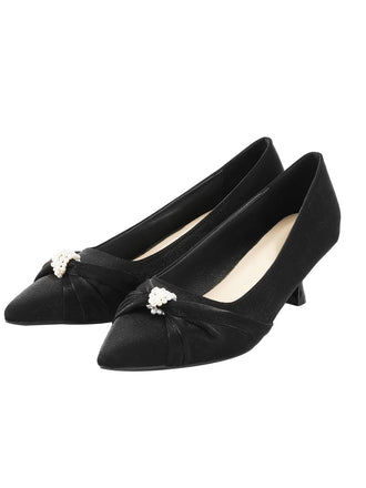 Black Twist Beading Kitten Heels Shoes, vintage shoes, retro heels - perfect for women who love vintage and retro fashion