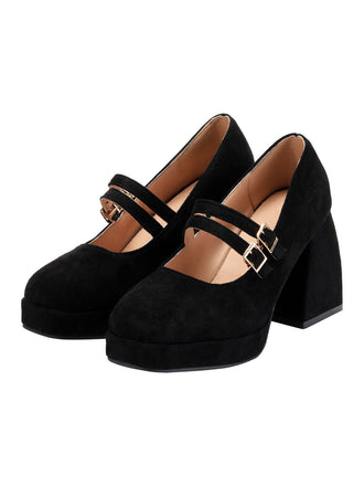 Black Vintage Velvet Tapered Mid Heels Shoes, vintage shoes, retro heels - perfect for women who love vintage and retro fashion