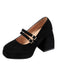 Black Vintage Velvet Tapered Mid Heels Shoes, vintage shoes, retro heels - perfect for women who love vintage and retro fashion
