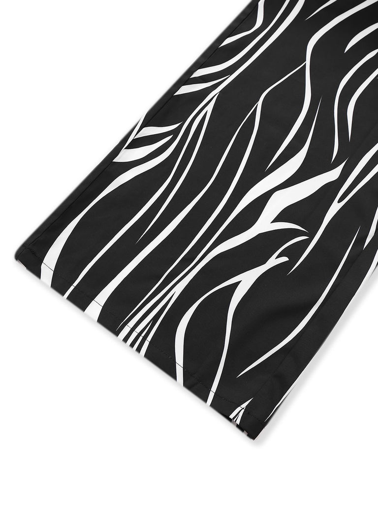 Black & White 1930s Irregular Print Halter Jumpsuit - vintage jumpsuit, retro fashion, classic black