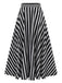 Black & White 1930s Striped High Rise Long Skirt - vintage skirt, retro style, classic black