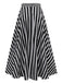 Black & White 1930s Striped High Rise Long Skirt - vintage skirt, retro style, classic black