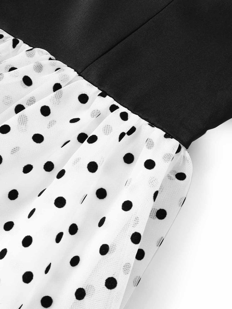 [Pre-Sale] Black & White 1940s Polka Dot Chiffon Tiered Ruffle Dress, vintage dress, retro fashion - perfect for women who love vintage and retro fashion