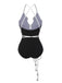Black & White 1950s 3D Flowers Lace-Up Swimsuit, vintage swimsuit, pin-up swimwear - perfect for women who love vintage and retro fashion
