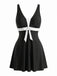 Black 1950s Colorblock Tropical Tankini Set 2
