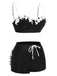 Black White 1950s Dots Layered Strap Swimsuit, vintage swimsuit, pin-up swimwear - perfect for women who love vintage and retro fashion