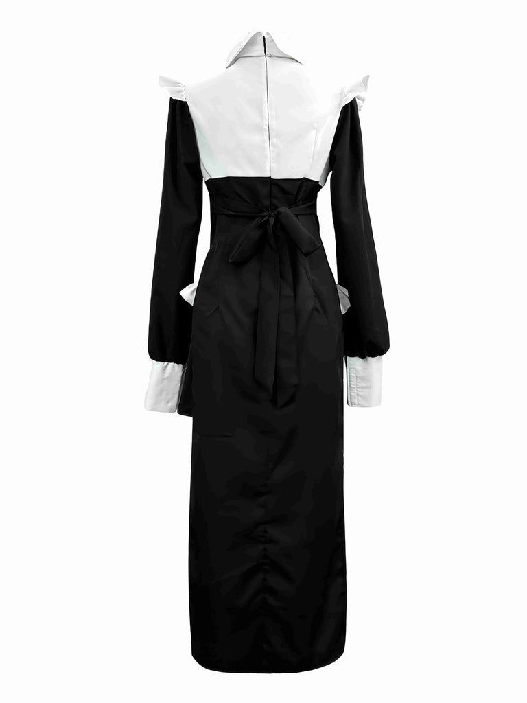 Black & White 1960s Colorblock Nun Cosplay Dress - vintage dress, retro fashion, classic black