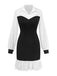 Black & White 1960s Colorblock Pleated Lapel Dress - vintage dress, retro fashion, classic black