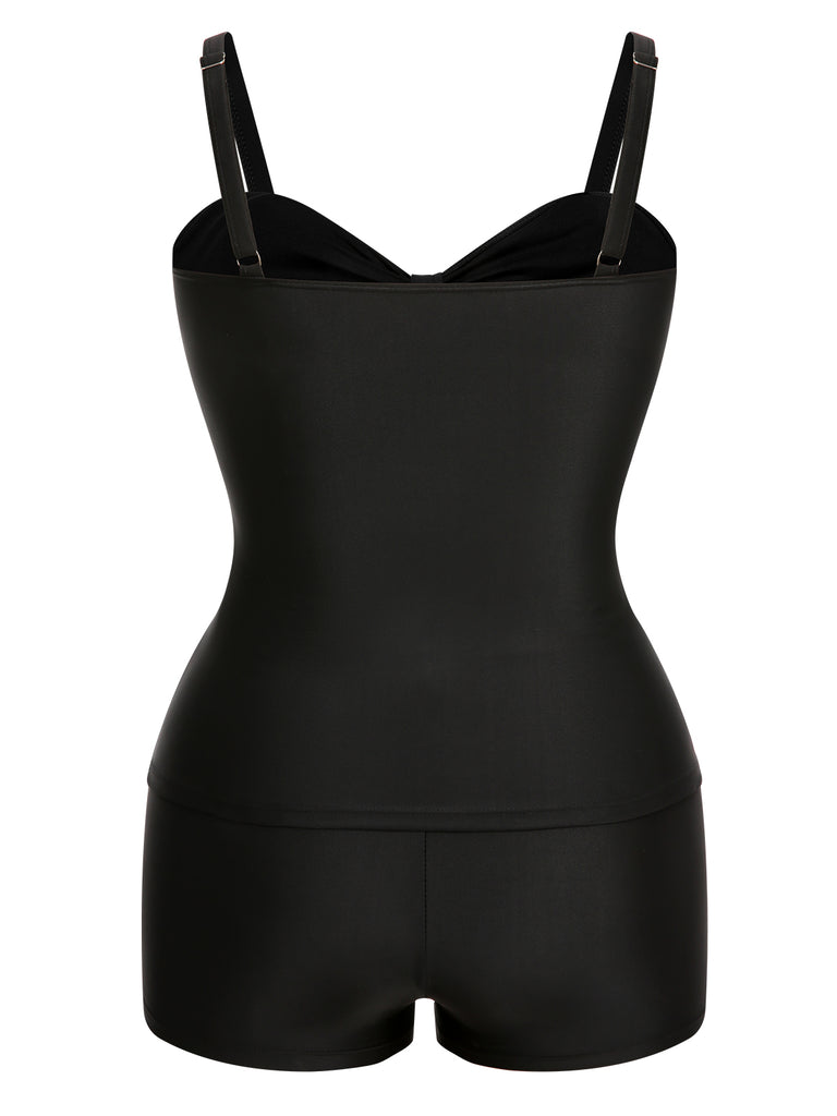Black & White 1960s Geometric Lace-Up Swimsuit: 1960s Riviera elegance, reimagined for her