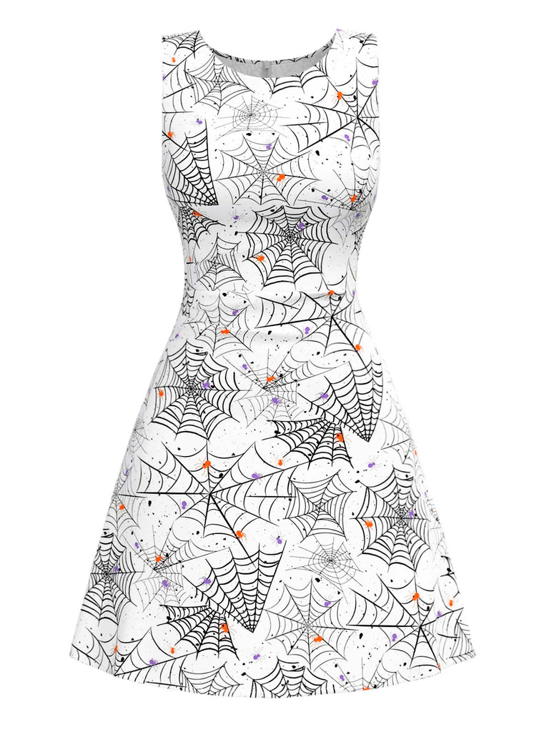 Black & White 1960s Horror Spider Web Dress - vintage dress, retro fashion, classic black