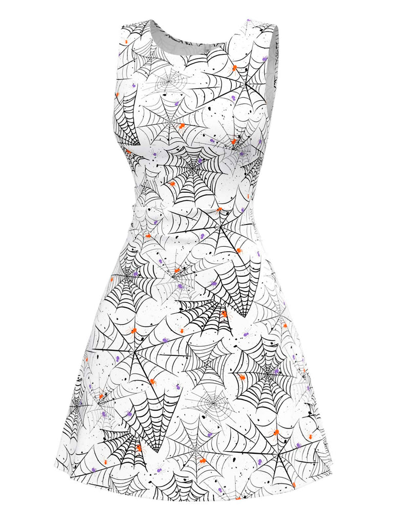 Black & White 1960s Horror Spider Web Dress - vintage dress, retro fashion, classic black