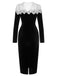 Black & White 1960s Lapel Patchwork Velvet Dress, vintage dress, retro fashion - perfect for women who love vintage and retro fashion