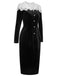 Black & White 1960s Lapel Patchwork Velvet Dress, vintage dress, retro fashion - perfect for women who love vintage and retro fashion