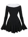 Black & White 1960s Ruffled Peplum Dress - vintage dress, retro fashion, classic black