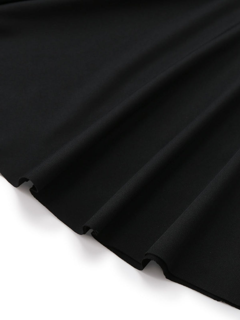 Black & White 1960s Ruffled Peplum Dress - vintage dress, retro fashion, classic black