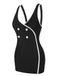 Black & White 1960s Solid Contrast Binding Swimsuit, vintage swimsuit, pin-up swimwear - perfect for women who love vintage and retro fashion