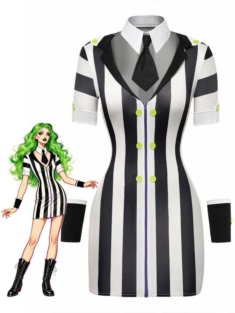 Black & White 1960s Stripe Pencil Dress, vintage dress, retro fashion - vintage inspired fashion