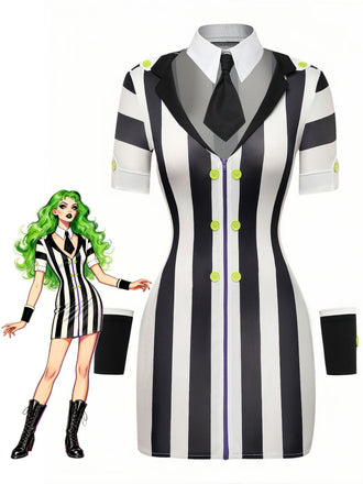 Black & White 1960s Stripe Pencil Dress, vintage dress, retro fashion - vintage inspired fashion