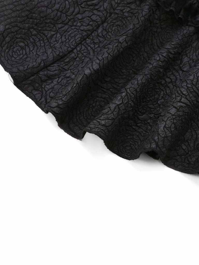 Black 1950s Gothic Lace Panel Bow Tie Lace-up Dress - vintage dress, retro fashion, rockabilly