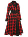 Black&Red 1950s Gingham Plaid Button Lapel Dress, vintage dress, retro fashion, rockabilly, pin-up fashion - perfect for women who love vintage and retro fashion