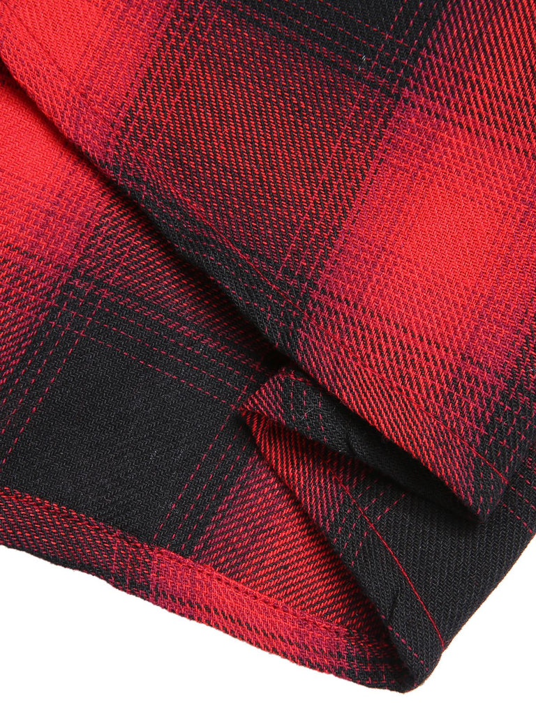 Black&Red 1950s Gingham Plaid Button Lapel Dress, vintage dress, retro fashion, rockabilly, pin-up fashion - perfect for women who love vintage and retro fashion