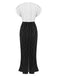 Black&White 1930s Striped Deep V-Neck Patchwork Dress, vintage dress, retro fashion - perfect for women who love vintage and retro fashion