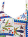 This Blue 1930s Beach Print Sleeveless Jumpsuit carries 1930s vacation dreams in every stitch