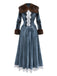 Blue 1930s Faux Fur Lace Patchwork Velvet Dress - vintage dress, retro fashion