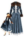 Blue 1930s Faux Fur Lace Patchwork Velvet Dress - vintage dress, retro fashion