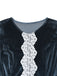 Blue 1930s Faux Fur Lace Patchwork Velvet Dress - vintage dress, retro fashion