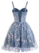 Blue 1930s Floral Halter Mesh Dress 2