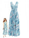 Blue 1930s Floral V-Neck Maxi Dress - vintage dress, retro fashion, floral print for vintage lovers