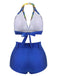 Blue 1930s Halter Lemon Belted Swimsuit — because 1930s glamour never goes out of style