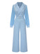 She finds her 1930s story in this Blue 1930s Notched Collar Patchwork Jumpsuit
