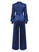 Blue 1930s Satin Bishop Sleeves Jumpsuit, vintage romper, retro jumpsuit - perfect for women who love vintage and retro fashion