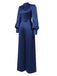 Blue 1930s Satin Bishop Sleeves Jumpsuit, vintage romper, retro jumpsuit - perfect for women who love vintage and retro fashion