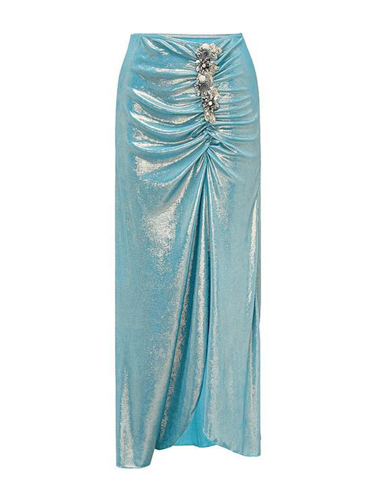 She finds her 1930s story in this Blue 1930s Shimmery Beading Cover-Up