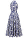 Blue 1930s Stand Collar Floral Dress, vintage dress, retro fashion, floral print - perfect for women who love vintage and retro fashion