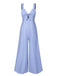 Blue 1930s Stripe Cutout Wide Strap Jumpsuit, vintage romper, retro jumpsuit - perfect for women who love vintage and retro fashion