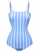 Blue 1930s Striped One-Piece Swimsuit, vintage swimsuit, pin-up swimwear - perfect for women who love vintage and retro fashion