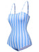 Blue 1930s Striped One-Piece Swimsuit, vintage swimsuit, pin-up swimwear - perfect for women who love vintage and retro fashion